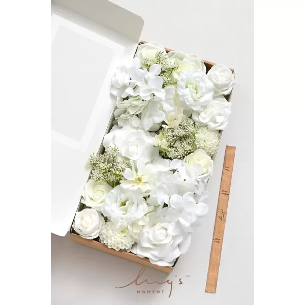 imageLings Moment Caly Aster ampamp Nude Artificial Flowers and Greenery Deluxe Combo Box Set Fake Flower for DIY Wedding Bridal Bouquet Centerpieces Decor Floral Arrangement Decor etcA1white  Cream