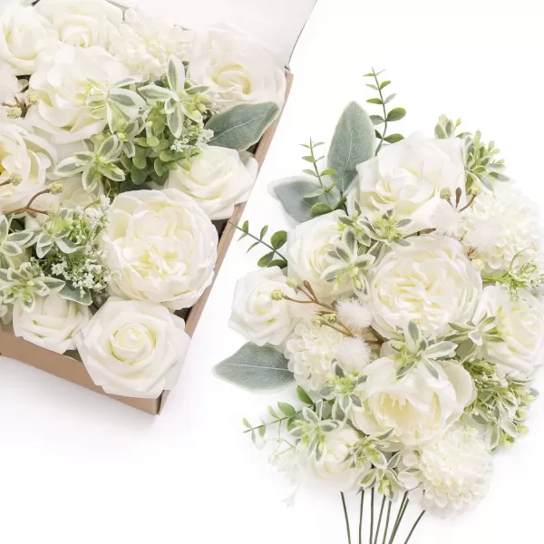 imageLings Moment Caly Aster ampamp Nude Artificial Flowers and Greenery Deluxe Combo Box Set Fake Flower for DIY Wedding Bridal Bouquet Centerpieces Decor Floral Arrangement Decor etcA1ivory  Sage