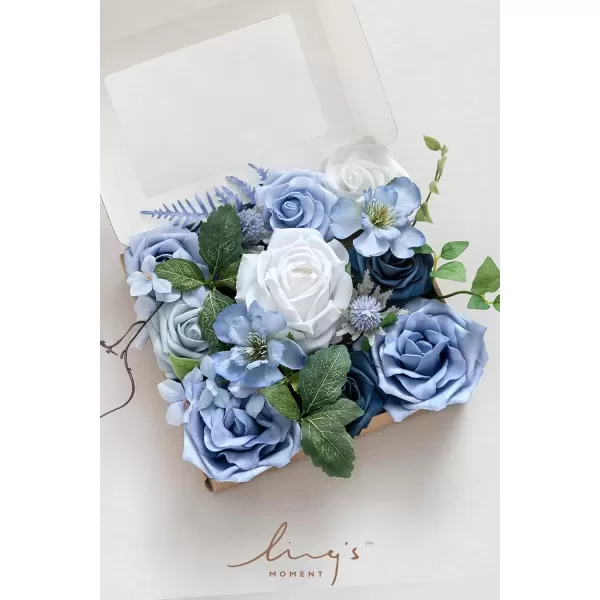 imageLings Moment Caly Aster ampamp Nude Artificial Flowers and Greenery Deluxe Combo Box Set Fake Flower for DIY Wedding Bridal Bouquet Centerpieces Decor Floral Arrangement Decor etcB2dusty Blue  Ivory  Sage