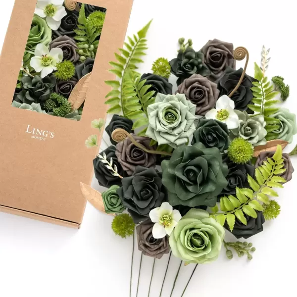 imageLings Moment Caly Aster ampamp Nude Artificial Flowers and Greenery Deluxe Combo Box Set Fake Flower for DIY Wedding Bridal Bouquet Centerpieces Decor Floral Arrangement Decor etcA2emerald  Gold