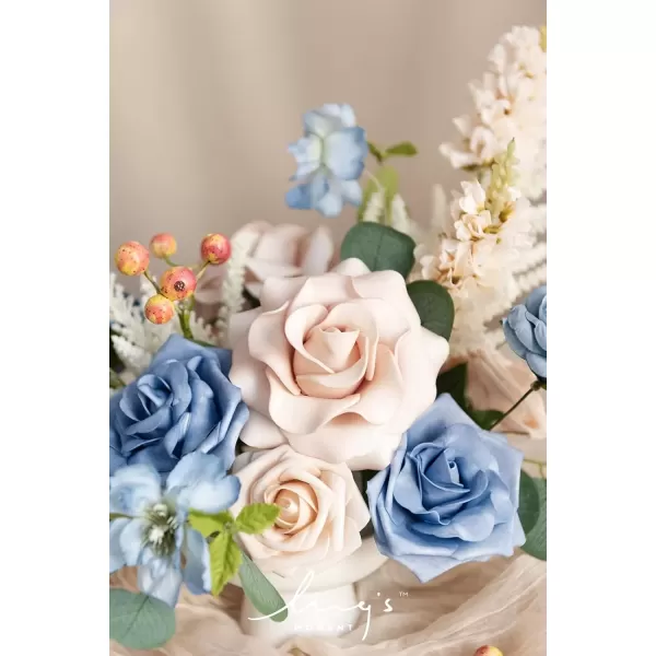 imageLings Moment Caly Aster ampamp Nude Artificial Flowers and Greenery Deluxe Combo Box Set Fake Flower for DIY Wedding Bridal Bouquet Centerpieces Decor Floral Arrangement Decor etcB2provence Blue  Nude