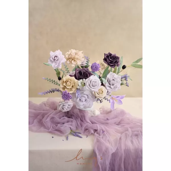 imageLings Moment Caly Aster ampamp Nude Artificial Flowers and Greenery Deluxe Combo Box Set Fake Flower for DIY Wedding Bridal Bouquet Centerpieces Decor Floral Arrangement Decor etcC1lavender  Plum