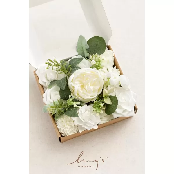 imageLings Moment Caly Aster ampamp Nude Artificial Flowers and Greenery Deluxe Combo Box Set Fake Flower for DIY Wedding Bridal Bouquet Centerpieces Decor Floral Arrangement Decor etcA1white  Sage