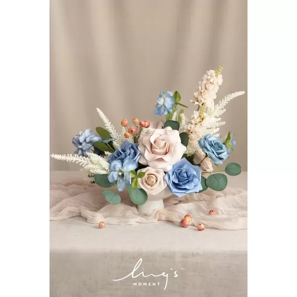 imageLings Moment Caly Aster ampamp Nude Artificial Flowers and Greenery Deluxe Combo Box Set Fake Flower for DIY Wedding Bridal Bouquet Centerpieces Decor Floral Arrangement Decor etcB2provence Blue  Nude