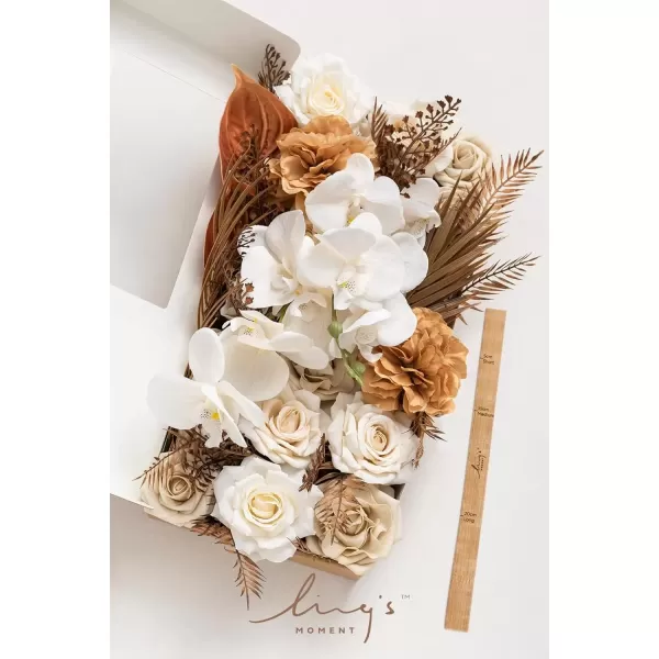 imageLings Moment Caly Aster ampamp Nude Artificial Flowers and Greenery Deluxe Combo Box Set Fake Flower for DIY Wedding Bridal Bouquet Centerpieces Decor Floral Arrangement Decor etcD1white  Brown