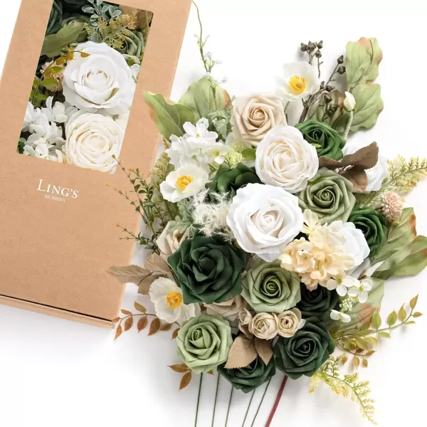 imageLings Moment Caly Aster ampamp Nude Artificial Flowers and Greenery Deluxe Combo Box Set Fake Flower for DIY Wedding Bridal Bouquet Centerpieces Decor Floral Arrangement Decor etcA2emerald  Tawny Beige