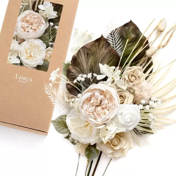 imageLings Moment Caly Aster ampamp Nude Artificial Flowers and Greenery Deluxe Combo Box Set Fake Flower for DIY Wedding Bridal Bouquet Centerpieces Decor Floral Arrangement Decor etcD4white  Rust