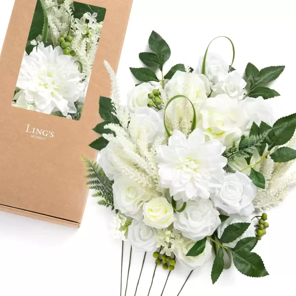 imageLings Moment Caly Aster ampamp Nude Artificial Flowers and Greenery Deluxe Combo Box Set Fake Flower for DIY Wedding Bridal Bouquet Centerpieces Decor Floral Arrangement Decor etcA1white  Olive Green