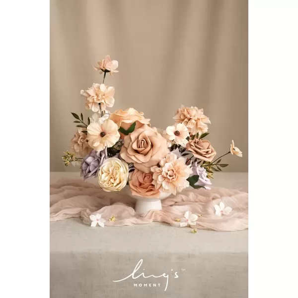 imageLings Moment Caly Aster ampamp Nude Artificial Flowers and Greenery Deluxe Combo Box Set Fake Flower for DIY Wedding Bridal Bouquet Centerpieces Decor Floral Arrangement Decor etcC1lavender  Peach