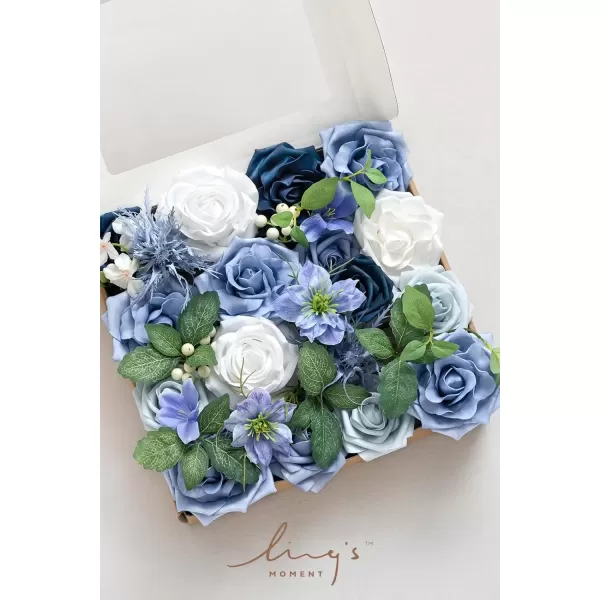 imageLings Moment Caly Aster ampamp Nude Artificial Flowers and Greenery Deluxe Combo Box Set Fake Flower for DIY Wedding Bridal Bouquet Centerpieces Decor Floral Arrangement Decor etcB2dusty Blue  Ivory  Sage