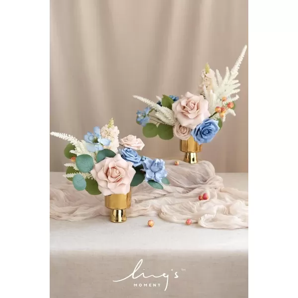 imageLings Moment Caly Aster ampamp Nude Artificial Flowers and Greenery Deluxe Combo Box Set Fake Flower for DIY Wedding Bridal Bouquet Centerpieces Decor Floral Arrangement Decor etcB2provence Blue  Nude