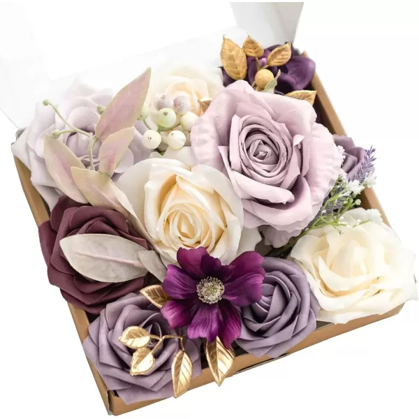 imageLings Moment Caly Aster ampamp Nude Artificial Flowers and Greenery Deluxe Combo Box Set Fake Flower for DIY Wedding Bridal Bouquet Centerpieces Decor Floral Arrangement Decor etcC1lilac  Cream