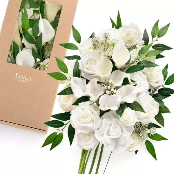 imageLings Moment Caly Aster ampamp Nude Artificial Flowers and Greenery Deluxe Combo Box Set Fake Flower for DIY Wedding Bridal Bouquet Centerpieces Decor Floral Arrangement Decor etcA1white  Green