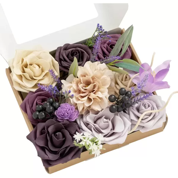 imageLings Moment Caly Aster ampamp Nude Artificial Flowers and Greenery Deluxe Combo Box Set Fake Flower for DIY Wedding Bridal Bouquet Centerpieces Decor Floral Arrangement Decor etcC1lavender  Plum