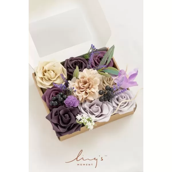 imageLings Moment Caly Aster ampamp Nude Artificial Flowers and Greenery Deluxe Combo Box Set Fake Flower for DIY Wedding Bridal Bouquet Centerpieces Decor Floral Arrangement Decor etcC1lavender  Plum