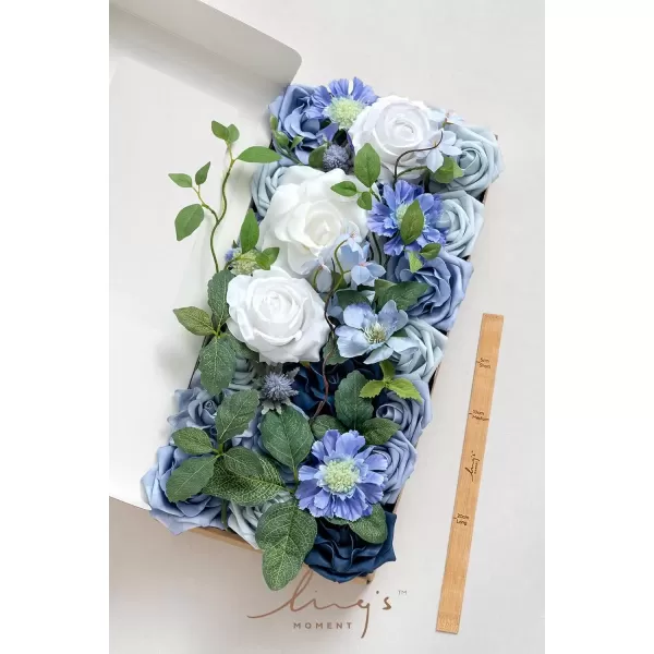 imageLings Moment Caly Aster ampamp Nude Artificial Flowers and Greenery Deluxe Combo Box Set Fake Flower for DIY Wedding Bridal Bouquet Centerpieces Decor Floral Arrangement Decor etcB2dusty Blue  Ivory  Sage