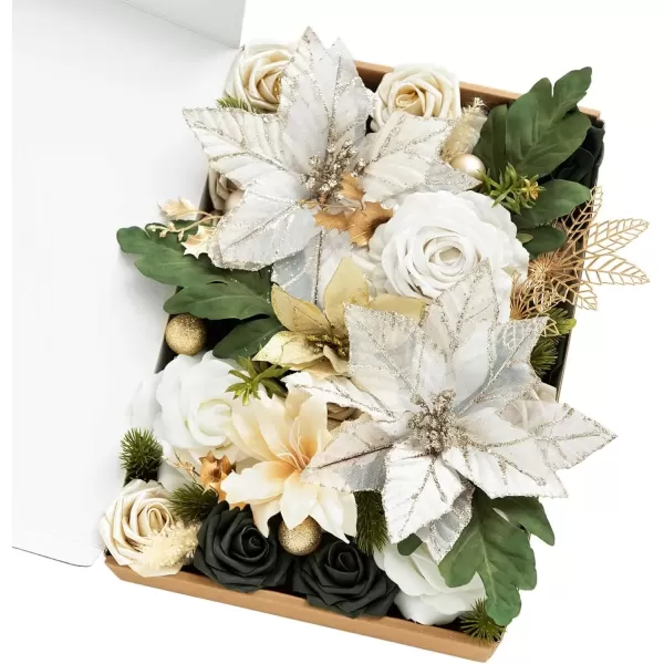 imageLings Moment Caly Aster ampamp Nude Artificial Flowers and Greenery Deluxe Combo Box Set Fake Flower for DIY Wedding Bridal Bouquet Centerpieces Decor Floral Arrangement Decor etcA3champagne Chrismas