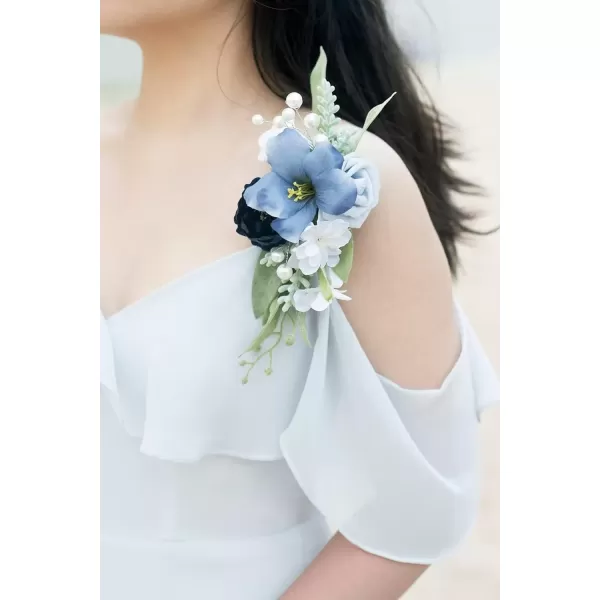 imageLings Moment Caly Aster ampamp Nude Artificial Flowers and Greenery Deluxe Combo Box Set Fake Flower for DIY Wedding Bridal Bouquet Centerpieces Decor Floral Arrangement Decor etcB1dusty Blue  Navy