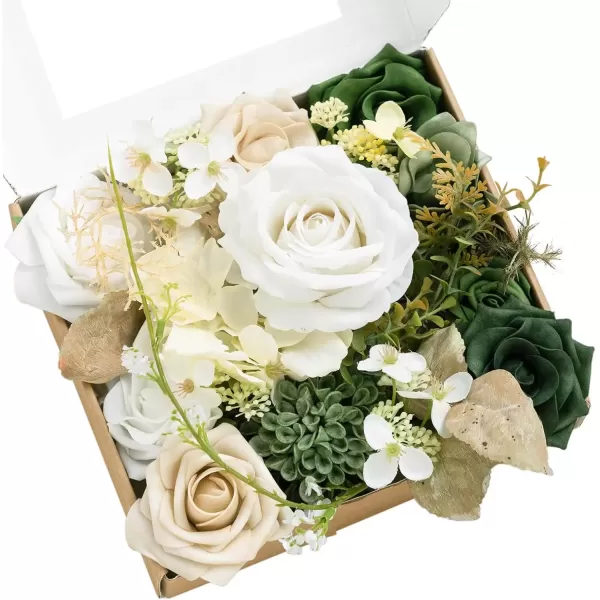 imageLings Moment Caly Aster ampamp Nude Artificial Flowers and Greenery Deluxe Combo Box Set Fake Flower for DIY Wedding Bridal Bouquet Centerpieces Decor Floral Arrangement Decor etcA2emerald  Tawny Beige