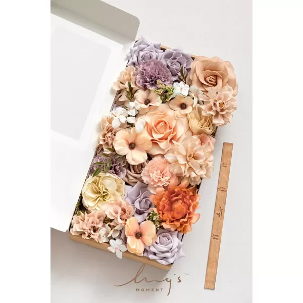 imageLings Moment Caly Aster ampamp Nude Artificial Flowers and Greenery Deluxe Combo Box Set Fake Flower for DIY Wedding Bridal Bouquet Centerpieces Decor Floral Arrangement Decor etcC1lavender  Peach