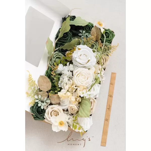 imageLings Moment Caly Aster ampamp Nude Artificial Flowers and Greenery Deluxe Combo Box Set Fake Flower for DIY Wedding Bridal Bouquet Centerpieces Decor Floral Arrangement Decor etcA2emerald  Tawny Beige