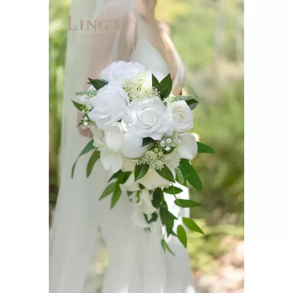 imageLings Moment Caly Aster ampamp Nude Artificial Flowers and Greenery Deluxe Combo Box Set Fake Flower for DIY Wedding Bridal Bouquet Centerpieces Decor Floral Arrangement Decor etcA1white  Green