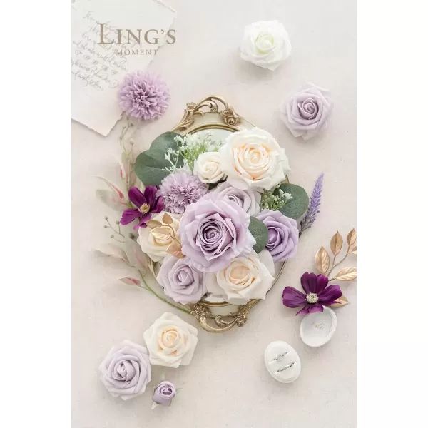 imageLings Moment Caly Aster ampamp Nude Artificial Flowers and Greenery Deluxe Combo Box Set Fake Flower for DIY Wedding Bridal Bouquet Centerpieces Decor Floral Arrangement Decor etcC1lilac  Cream