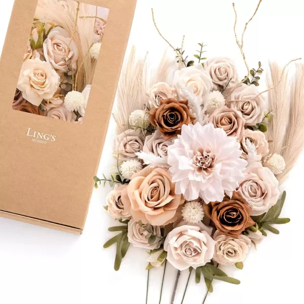 imageLings Moment Caly Aster ampamp Nude Artificial Flowers and Greenery Deluxe Combo Box Set Fake Flower for DIY Wedding Bridal Bouquet Centerpieces Decor Floral Arrangement Decor etcD4beige  Sepia