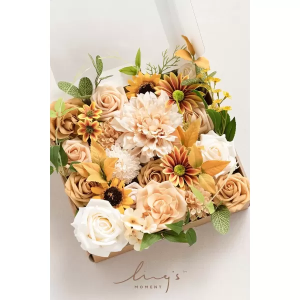 imageLings Moment Caly Aster ampamp Nude Artificial Flowers and Greenery Deluxe Combo Box Set Fake Flower for DIY Wedding Bridal Bouquet Centerpieces Decor Floral Arrangement Decor etcA4peach  Sunflower