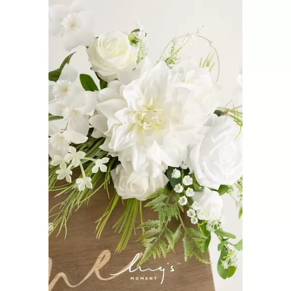 imageLings Moment Fall Wedding Welcome Sign Floral Swag 175quot Tall Standing Artificial Flowers Garland Terracotta Rust Ceremony Reception Easel Home Entryway Outdoor Board Table Decor NOT Include SignLily White  Olive