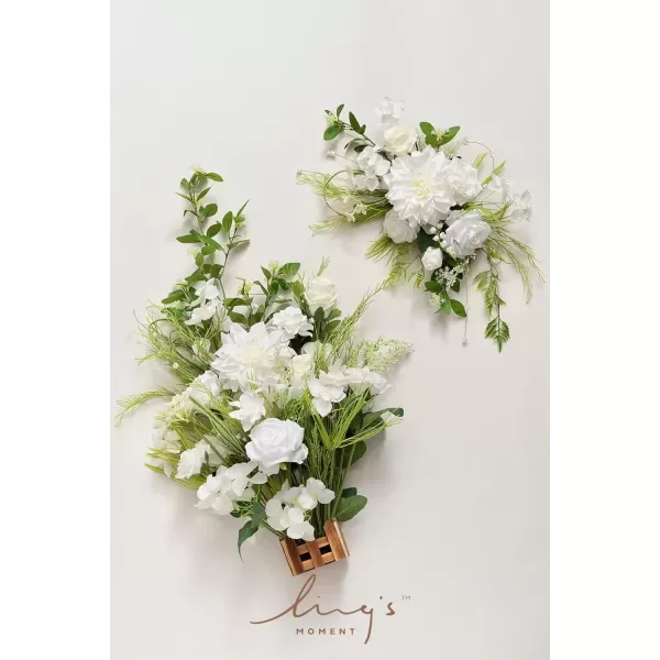 imageLings Moment Fall Wedding Welcome Sign Floral Swag 175quot Tall Standing Artificial Flowers Garland Terracotta Rust Ceremony Reception Easel Home Entryway Outdoor Board Table Decor NOT Include SignLily White  Olive