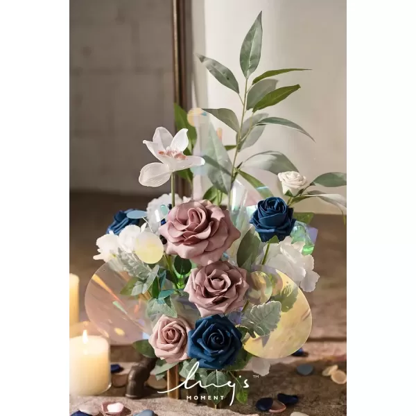 imageLings Moment Fall Wedding Welcome Sign Floral Swag 175quot Tall Standing Artificial Flowers Garland Terracotta Rust Ceremony Reception Easel Home Entryway Outdoor Board Table Decor NOT Include SignDusty Rose  Navy