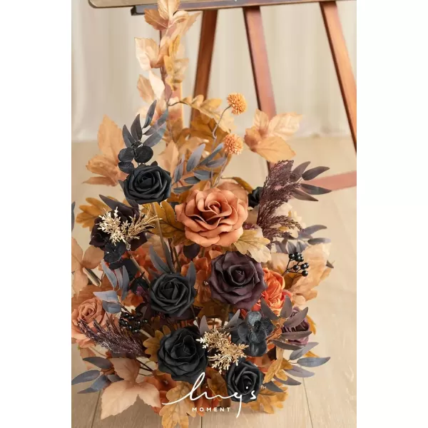 imageLings Moment Fall Wedding Welcome Sign Floral Swag 175quot Tall Standing Artificial Flowers Garland Terracotta Rust Ceremony Reception Easel Home Entryway Outdoor Board Table Decor NOT Include SignBlack  Orange