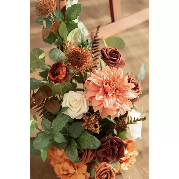 imageLings Moment Fall Wedding Welcome Sign Floral Swag 175quot Tall Standing Artificial Flowers Garland Terracotta Rust Ceremony Reception Easel Home Entryway Outdoor Board Table Decor NOT Include SignSunset Terracotta