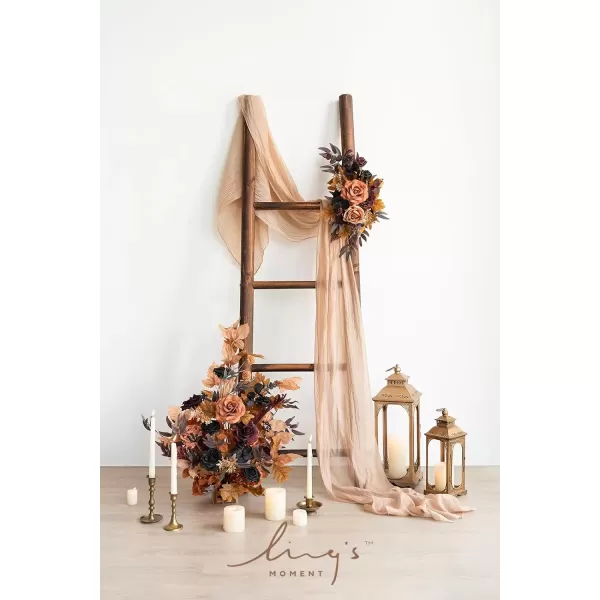 imageLings Moment Fall Wedding Welcome Sign Floral Swag 175quot Tall Standing Artificial Flowers Garland Terracotta Rust Ceremony Reception Easel Home Entryway Outdoor Board Table Decor NOT Include SignBlack  Orange