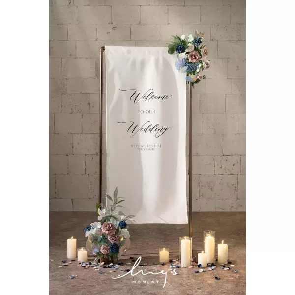 imageLings Moment Fall Wedding Welcome Sign Floral Swag 175quot Tall Standing Artificial Flowers Garland Terracotta Rust Ceremony Reception Easel Home Entryway Outdoor Board Table Decor NOT Include SignDusty Rose  Navy