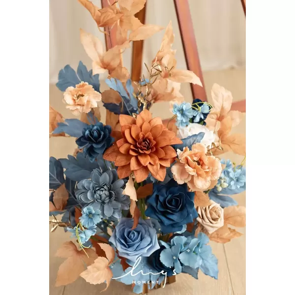 imageLings Moment Fall Wedding Welcome Sign Floral Swag 175quot Tall Standing Artificial Flowers Garland Terracotta Rust Ceremony Reception Easel Home Entryway Outdoor Board Table Decor NOT Include SignRusset Orange  Denim Blue