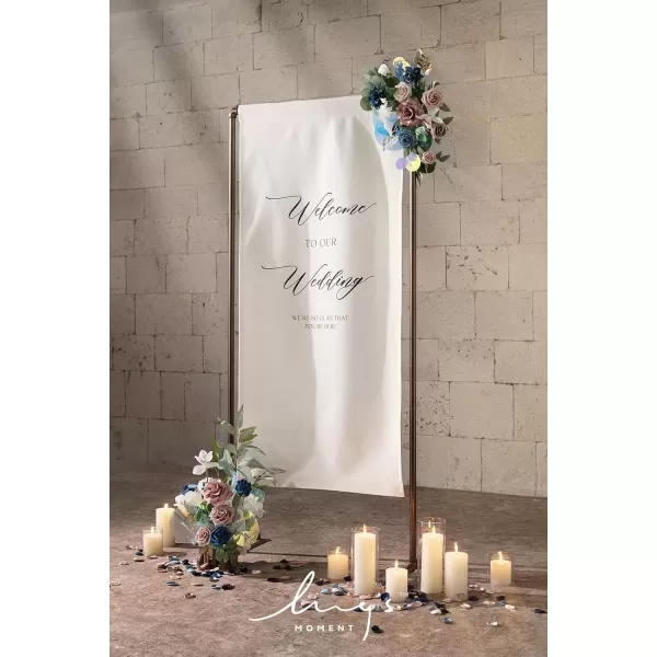 imageLings Moment Fall Wedding Welcome Sign Floral Swag 175quot Tall Standing Artificial Flowers Garland Terracotta Rust Ceremony Reception Easel Home Entryway Outdoor Board Table Decor NOT Include SignDusty Rose  Navy