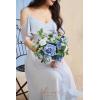 imageLings Moment Artificial Flowers Burgundy ampamp Navy Blue Bridesmaid Bouquet Set of 4 Wedding Flowers Bouquets for Bridesmaids 7 Inch Bridal Bouquets for Bridesmaids Wedding etcBludusty  Navy Blue