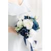 imageLings Moment Artificial Flowers Burgundy ampamp Navy Blue Bridesmaid Bouquet Set of 4 Wedding Flowers Bouquets for Bridesmaids 7 Inch Bridal Bouquets for Bridesmaids Wedding etcBlunoble Navy Blue