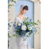 imageLings Moment Artificial Flowers Fake Faux Foam Roses Gardenia Combo for DIY Wedding Bouquets Centerpieces Arrangements Bridal Shower Party Home Decorations Dusty Blue ampamp White 24pcsDusty Blue  Ivory