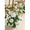 imageLings Moment Artificial Flowers Fake Faux Foam Roses Gardenia Combo for DIY Wedding Bouquets Centerpieces Arrangements Bridal Shower Party Home Decorations Dusty Blue ampamp White 24pcsWhite