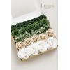 imageLings Moment Artificial Flowers Fake Faux Foam Roses Gardenia Combo for DIY Wedding Bouquets Centerpieces Arrangements Bridal Shower Party Home Decorations Dusty Blue ampamp White 24pcsEmerald Green  Tawny Beige