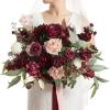 imageLings Moment Black and Burgundy Wedding Bouquets for Bride Gothic Bridal Bouquets for Bride 13 Inch Free Form Artificial Wedding Flower BouquetRedmarsala  Blush