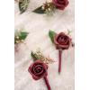 imageLings Moment Boutonniere for Men 10pcs Groomsmen Guest Boutonniere Artificial Flowers for Wedding DcorPromHomecomingetcBlack Gothic BurgundyRedburgundy  Red