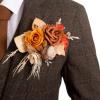 imageLings Moment Single Pocket Boutonniere for Man Groom Artificial Flowers for Wedding DecorPromHomecomingGraduation etcFall Orange Terracotta