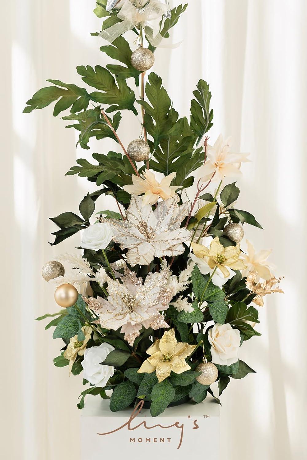 imageLings Moment 41quot Tall Free Standing Artificial Flowers Arrangements 2 pcs Wedding Arch Altar Stage Decorations Champagne Christmas for Ceremony Reception Rose Floral Party Outdoor Centerpieces Decor