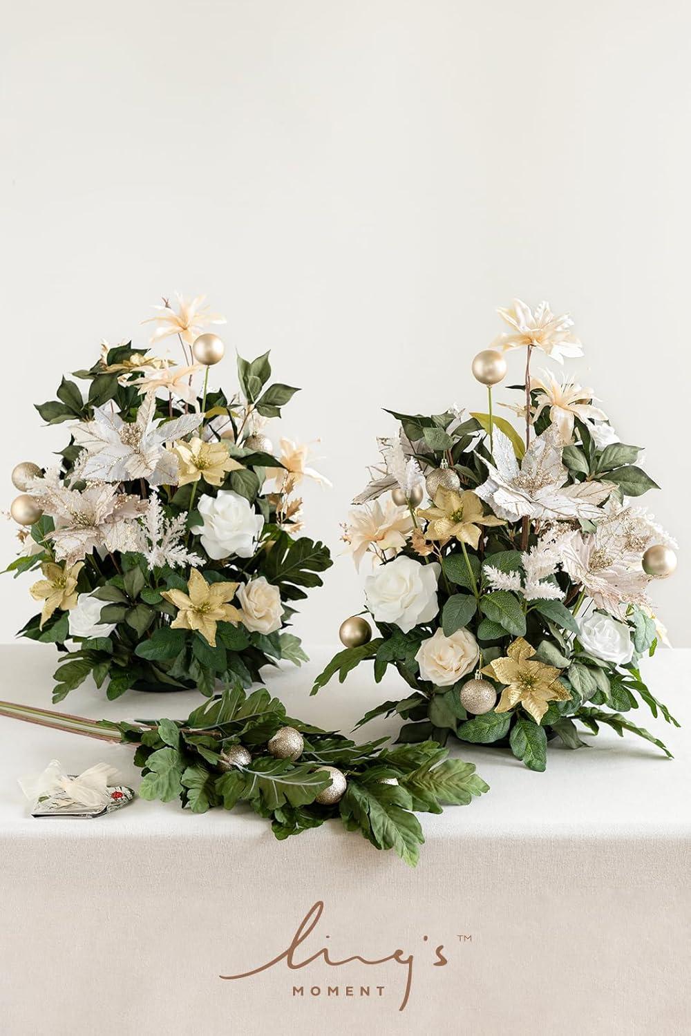 imageLings Moment 41quot Tall Free Standing Artificial Flowers Arrangements 2 pcs Wedding Arch Altar Stage Decorations Champagne Christmas for Ceremony Reception Rose Floral Party Outdoor Centerpieces Decor