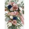 imageLings Moment Hanging Wedding Arch Flowers Kit Pack of 4 2pcs Arbor Artificial Flower Arrangement 1 Chiffon Drape Ceremony Reception Rose Backdrop White Faux Floral Outdoor Party DecorPkdusty Rose  Navy