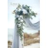 imageLings Moment Hanging Wedding Arch Flowers Kit Pack of 4 2pcs Arbor Artificial Flower Arrangement 1 Chiffon Drape Ceremony Reception Rose Backdrop White Faux Floral Outdoor Party DecorBludusty Blue  Navy